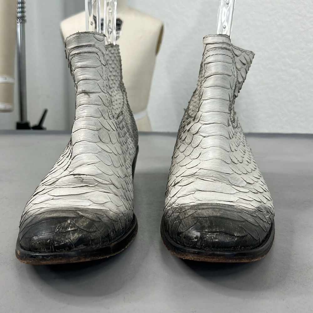 Zadig & Voltaire Teddy Flake White Leather Snake Print Zip Ankle Booties Boots - Picture 4 of 9